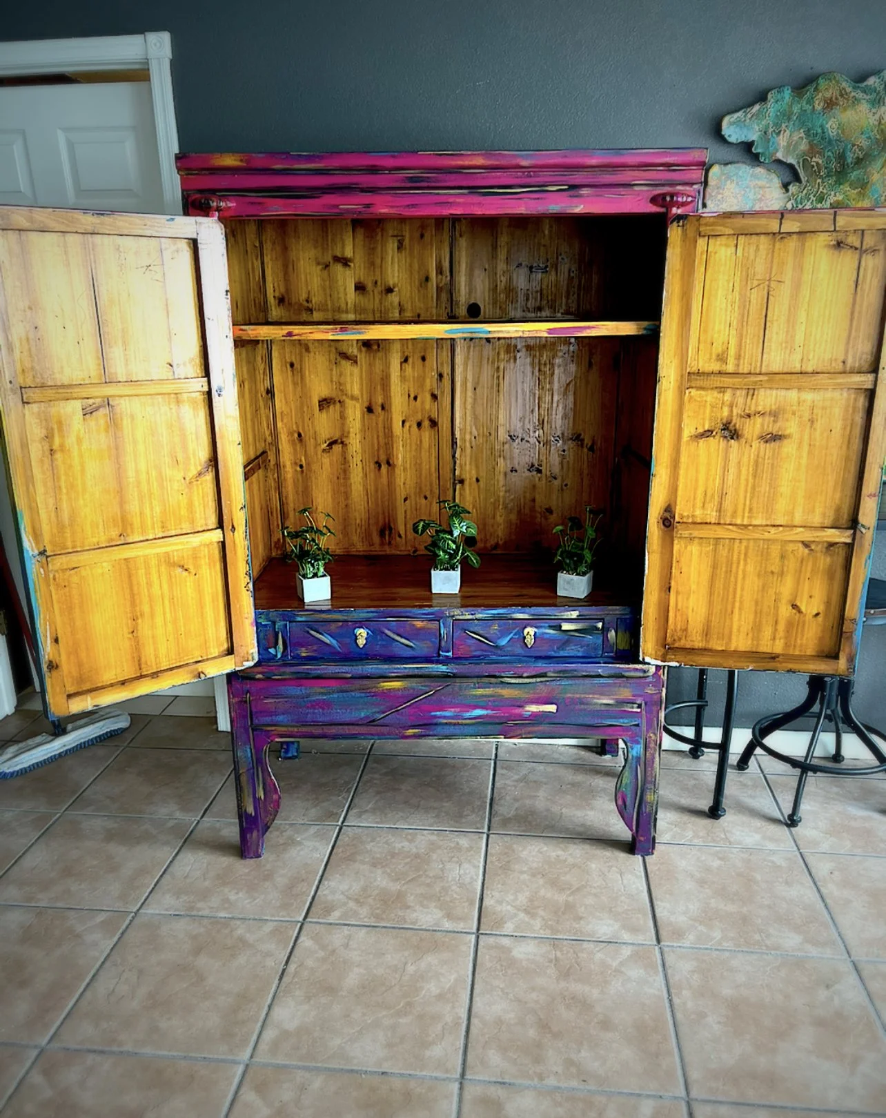 The Courage Cupboard / Rainbow Gradient Cedar Armoire — Vicki's